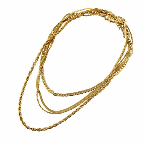 Fashion brass women jewellery wholesale three layered chain necklace